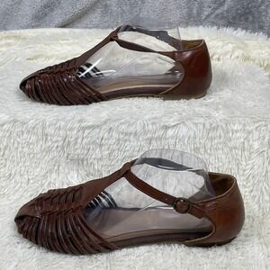 Seychelles Weekenders Huarache Sandals Womens 10 Brown Excellent Woven T-Strap